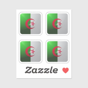 Sticker Drapeau brillant carré de l'Algérie