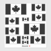 Sticker Drapeau canadien multiple en noir (Feuille)