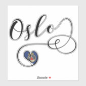 Sticker Drapeau cardiaque d'Oslo (Feuille)