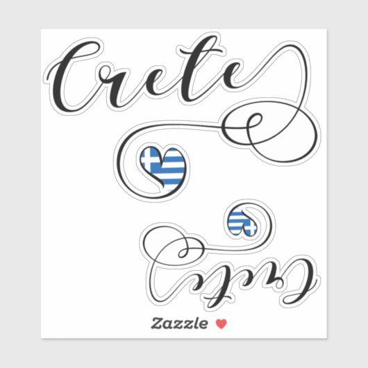 Sticker Drapeau cardiaque en Crète, Grèce, Crétois (Feuille)