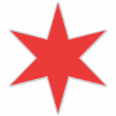 Sticker Drapeau Chicago Coupe Personnalisé Rouge 6 Points (Devant)