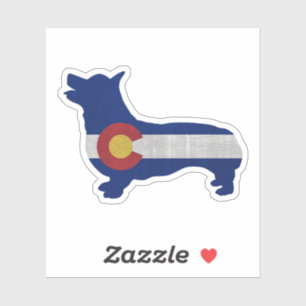 Sticker Drapeau Corgi Chien race Silhouette Colorado