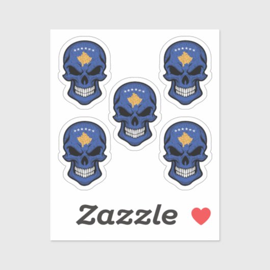 Sticker Drapeau crâne souriant du Kosovo (Feuille)