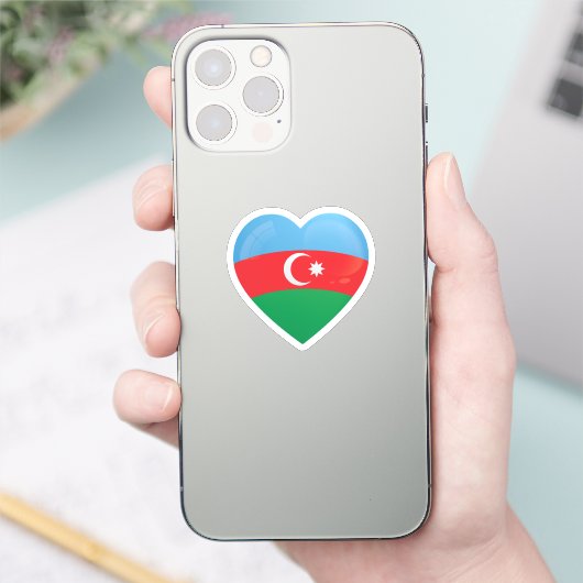 Sticker Drapeau d'amour d'Azerbaïdjan (Téléphone)