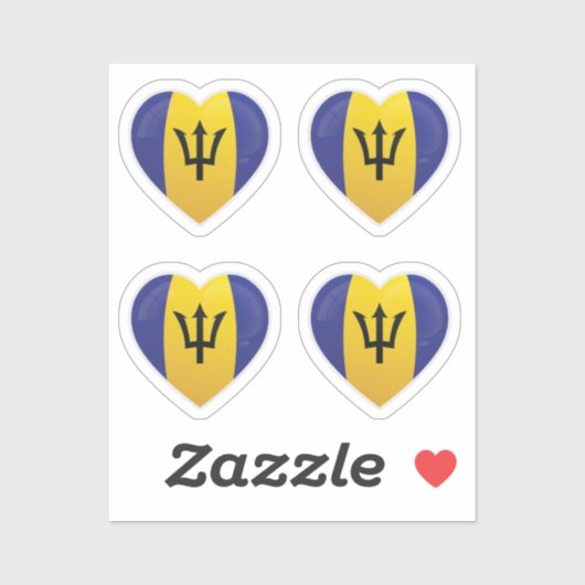 Sticker Drapeau d'amour de la Barbade (Feuille)