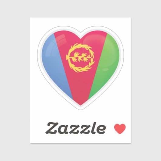 Sticker Drapeau d'amour de l'Érythrée (Feuille)