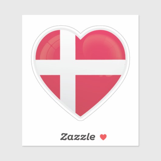 Sticker Drapeau d'amour du Danemark (Feuille)