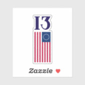 Sticker Drapeau de Betsy Ross des treize colonies (Feuille)
