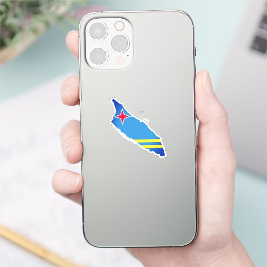 Sticker Drapeau de carte d'Aruba (Téléphone)