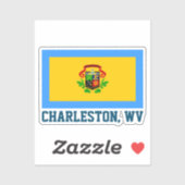 Sticker Drapeau de Charleston, Virginie-Occidentale (Feuille)