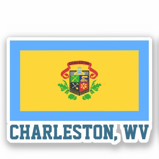 Sticker Drapeau de Charleston, Virginie-Occidentale (Recto)