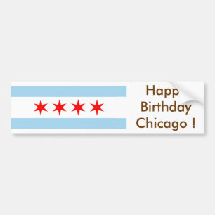 Sticker Drapeau de Chicago, Joyeux anniversaire U.