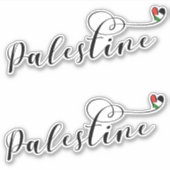 Sticker Drapeau de coeur de Palestine, État de Palestine (Devant)