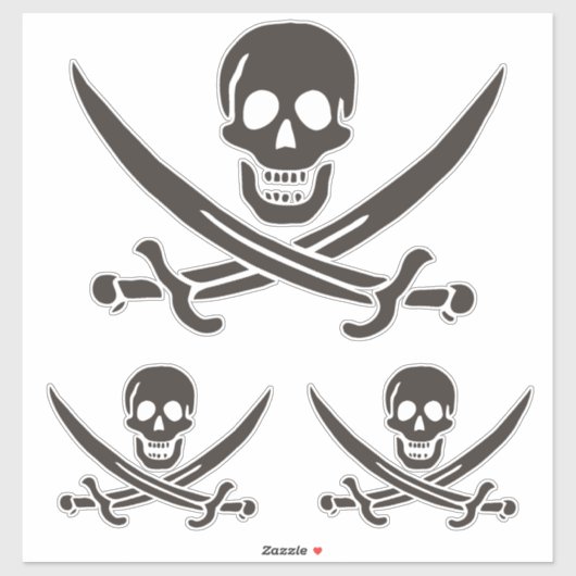 Sticker Drapeau de crâne obsidien Drapeau de pirate Calico (Feuille)