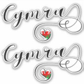 Sticker Drapeau De Cymru Wales En Coeur (Devant)