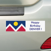 Sticker Drapeau de Denver, Joyeux DENVER d'anniver (En voiture)