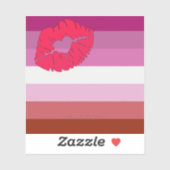 Sticker Drapeau de fierté lesbienne au rouge à lèvres Slip (Feuille)
