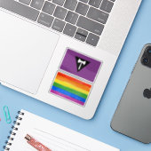 Sticker Drapeau de fierté lesbienne Hache violette (Ordinateur portable avec iPhone)