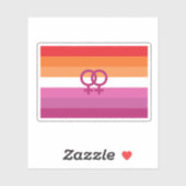 Sticker Drapeau de fierté lesbienne WLW (Coucher de soleil (Feuille)