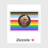 Sticker Drapeau de fierté POC de progrès LGBTQ+ (Feuille)