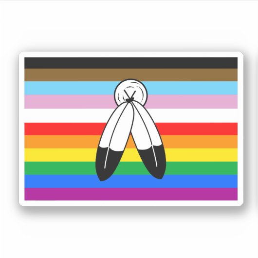 Sticker Drapeau de fierté Progress Pride Two-Spirit LGBTQ+ (Devant)