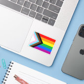 Sticker Drapeau de fierté progressiste LGBTQ+ (Ordinateur portable avec iPhone)
