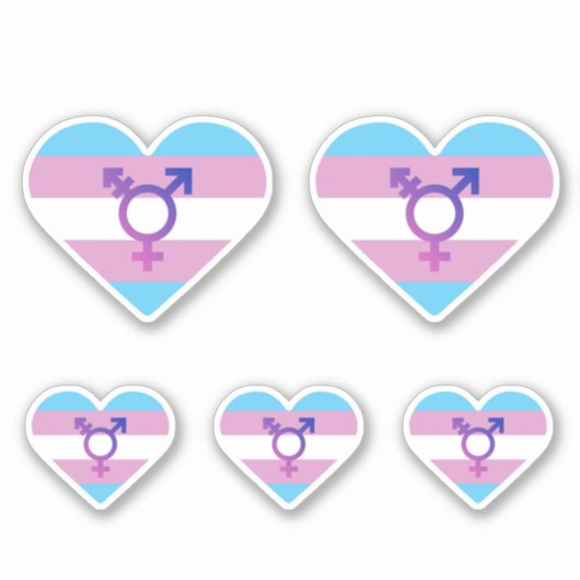 Sticker Drapeau de fierté trans cœur (Devant)
