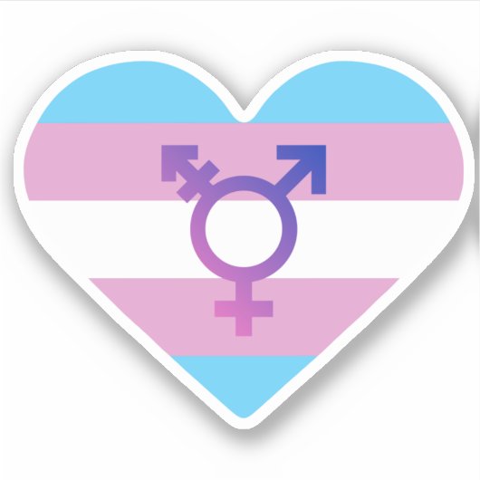 Sticker Drapeau de fierté trans cœur (Devant)