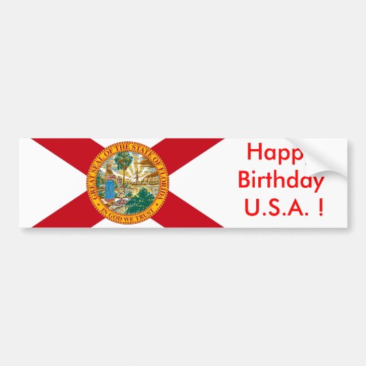 Sticker Drapeau de Floride, Joyeux anniversaire U. (Devant)