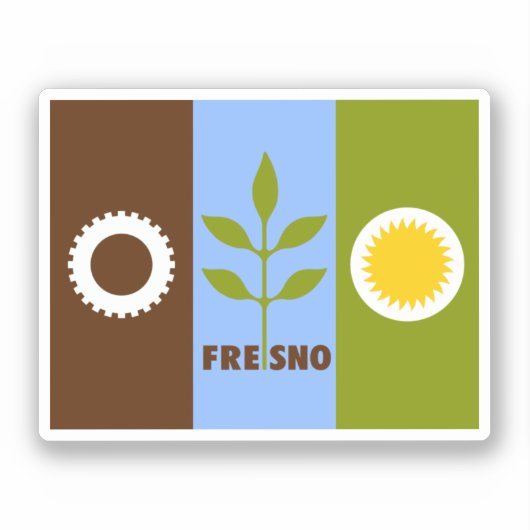 Sticker Drapeau de Fresno, Californie (Recto)