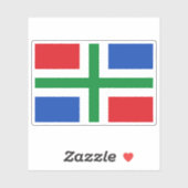 Sticker Drapeau de Groningen (province), Pays-Bas (Feuille)