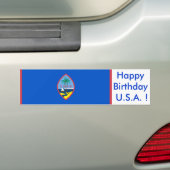 Sticker Drapeau de Guam, Joyeux Anniversaire U.S.A (En voiture)
