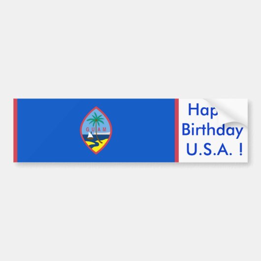 Sticker Drapeau de Guam, Joyeux Anniversaire U.S.A (Devant)