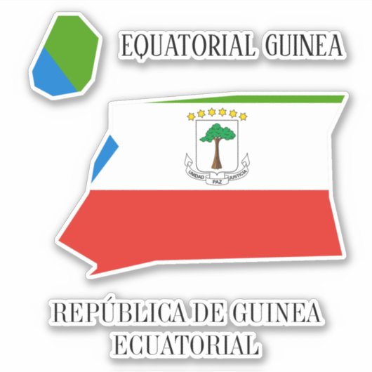 Sticker Drapeau de Guinée équatoriale Charmante carte patr (Devant)