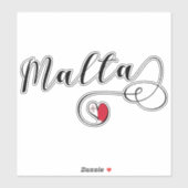 Sticker Drapeau de Heart Malte, Maltais (Feuille)