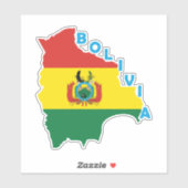 Sticker Drapeau De La Bolivie Sur La Carte Du Pays (Feuille)