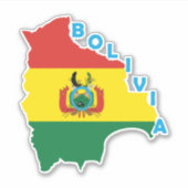 Sticker Drapeau De La Bolivie Sur La Carte Du Pays (Devant)