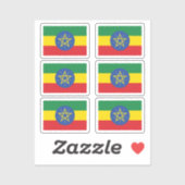 Sticker Drapeau de la collection Ethiopie pack de 6 (Feuille)