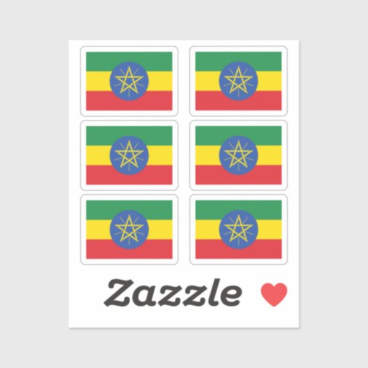 Sticker Drapeau de la collection Ethiopie pack de 6 (Feuille)