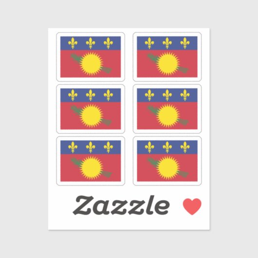 Sticker Drapeau de la collection Guadeloupe pack de 6 (Feuille)