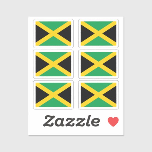 Sticker Drapeau de la collection Jamaïque pack de 6 (Feuille)