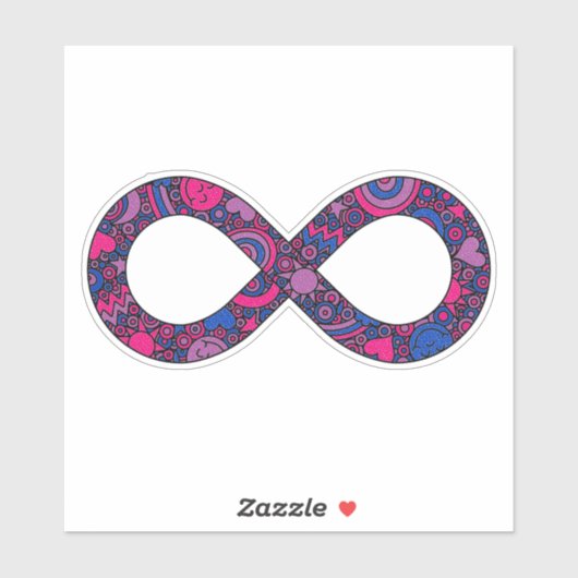 Sticker Drapeau de la fierté bisexuelle de Doodle Neurodiv (Feuille)