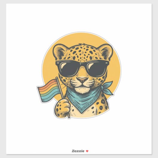 Sticker Drapeau de la fierté du léopard arc-en-ciel Design (Feuille)