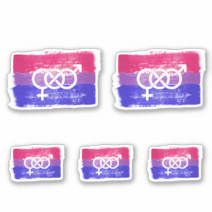 Sticker Drapeau de la fierté du symbole bisexuel peint