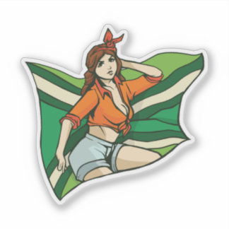 Sticker Drapeau de la fille de la broche