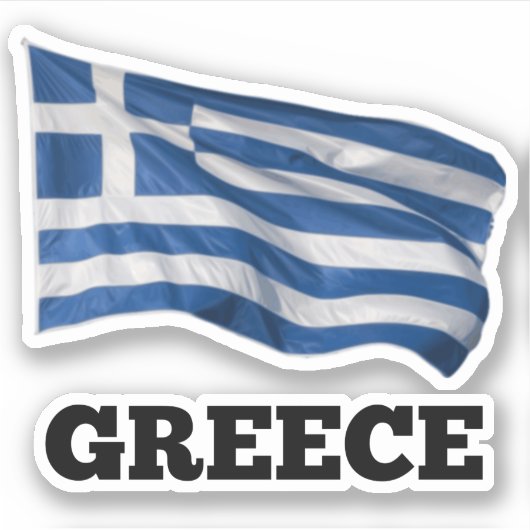 Sticker Drapeau de la Grèce, étiqueté (Devant)