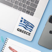 Sticker Drapeau de la Grèce, étiqueté (Ordinateur portable avec iPhone)