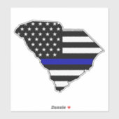 Sticker Drapeau de la ligne bleue mince Caroline du Sud (Feuille)