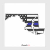 Sticker Drapeau de la ligne bleue mince Maryland (Feuille)