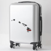Sticker Drapeau de la ligne rouge mince Hawaii (Sur valise)